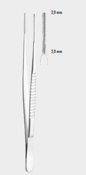 Атравматичний пінцет КУЛІ (COOLEY), 2,0 мм (mm), 20 см (cm). Бренд: Zepf (Зепф).
